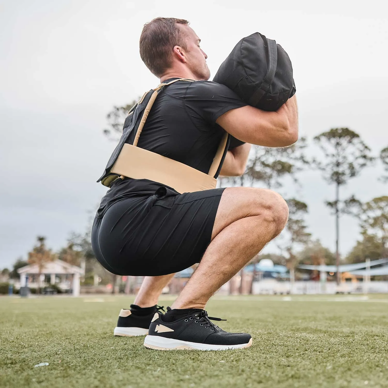 Men’s Ballistic Trainers - Black + White + Gold W/ Gold Reflective Spearhead