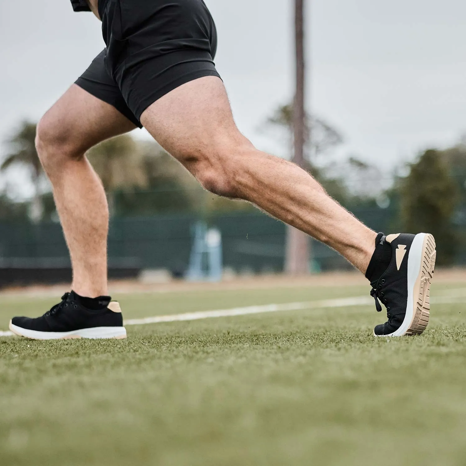 Men’s Ballistic Trainers - Black + White + Gold W/ Gold Reflective Spearhead