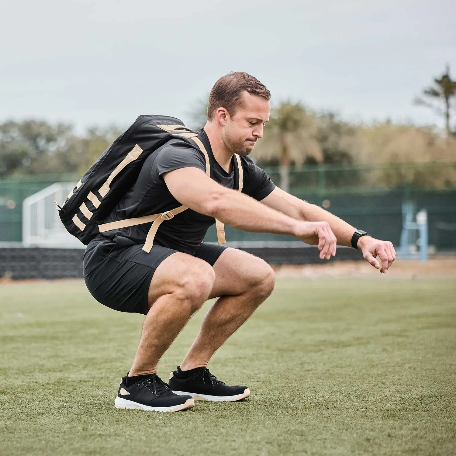 Men’s Ballistic Trainers - Black + White + Gold W/ Gold Reflective Spearhead