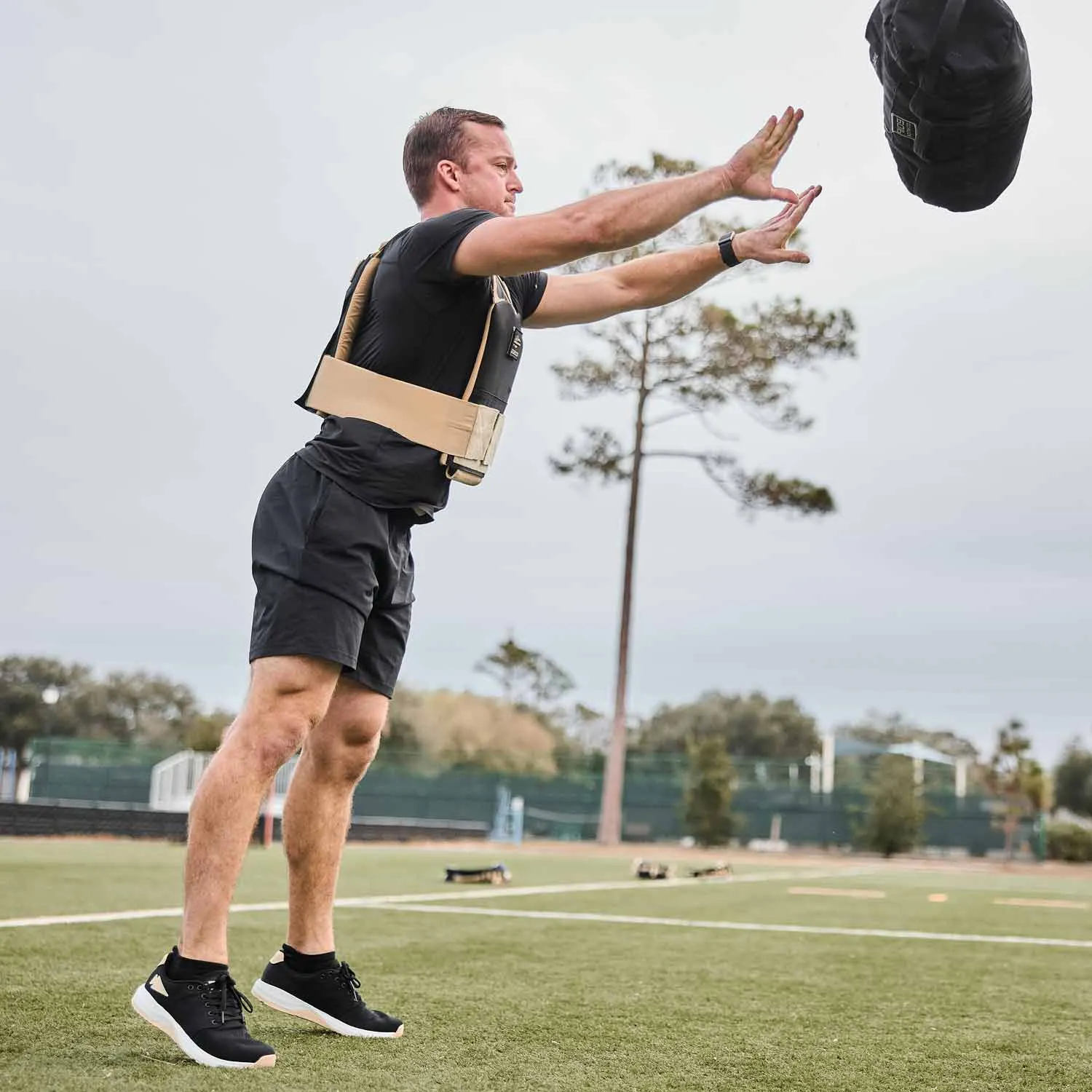 Men’s Ballistic Trainers - Black + White + Gold W/ Gold Reflective Spearhead