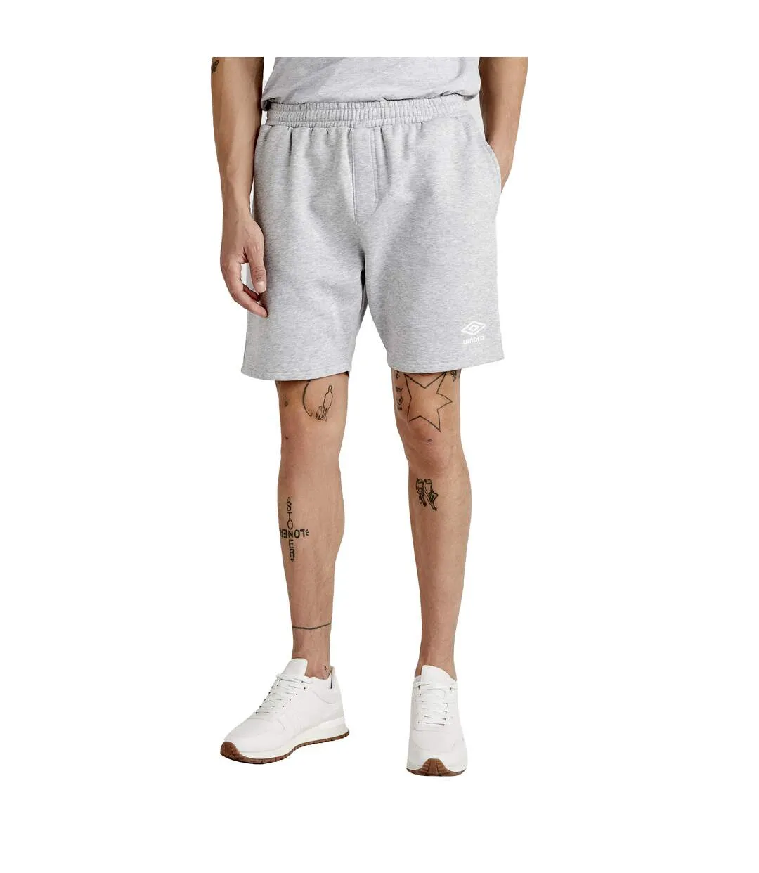 Mens team sweat shorts grey marl/white Umbro