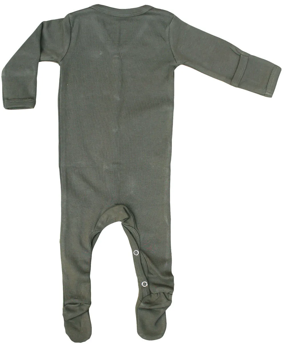 Organic Cotton Baby Clothes Footie Sleeper GOTS Certified (Olive)