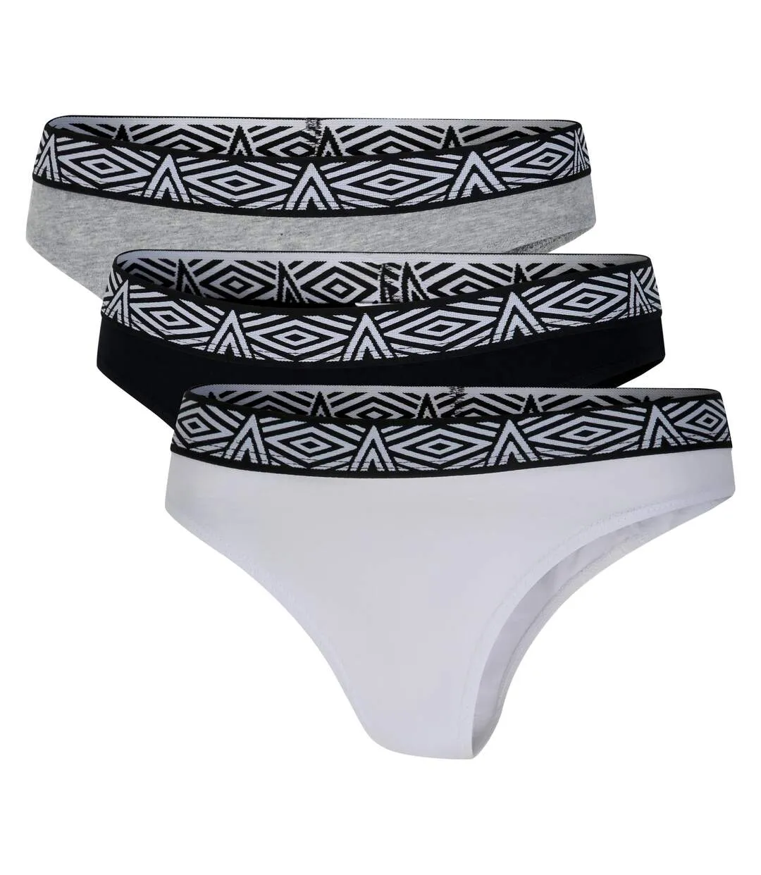 Pack of 3  Womens/ladies core thong  black/grey/white Umbro