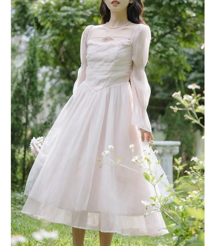 Pale Petal-Pink Delicate Fairy Princesscore Dress