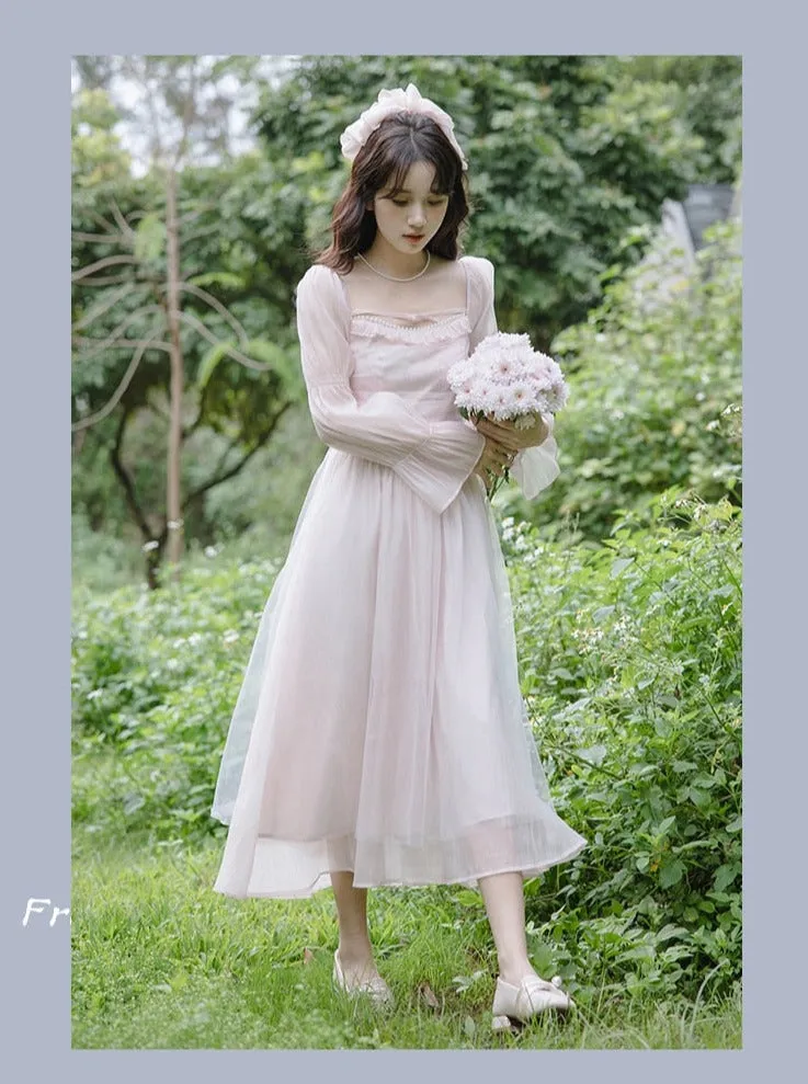 Pale Petal-Pink Delicate Fairy Princesscore Dress