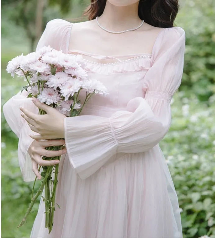 Pale Petal-Pink Delicate Fairy Princesscore Dress