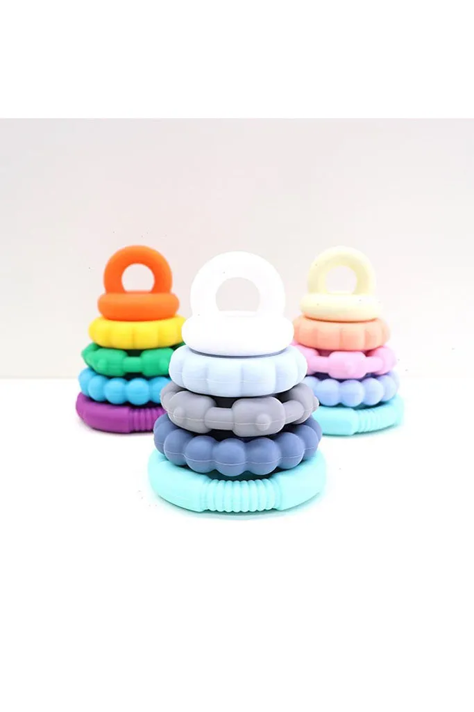 Pastel Rainbow Stacker and Teether Toy