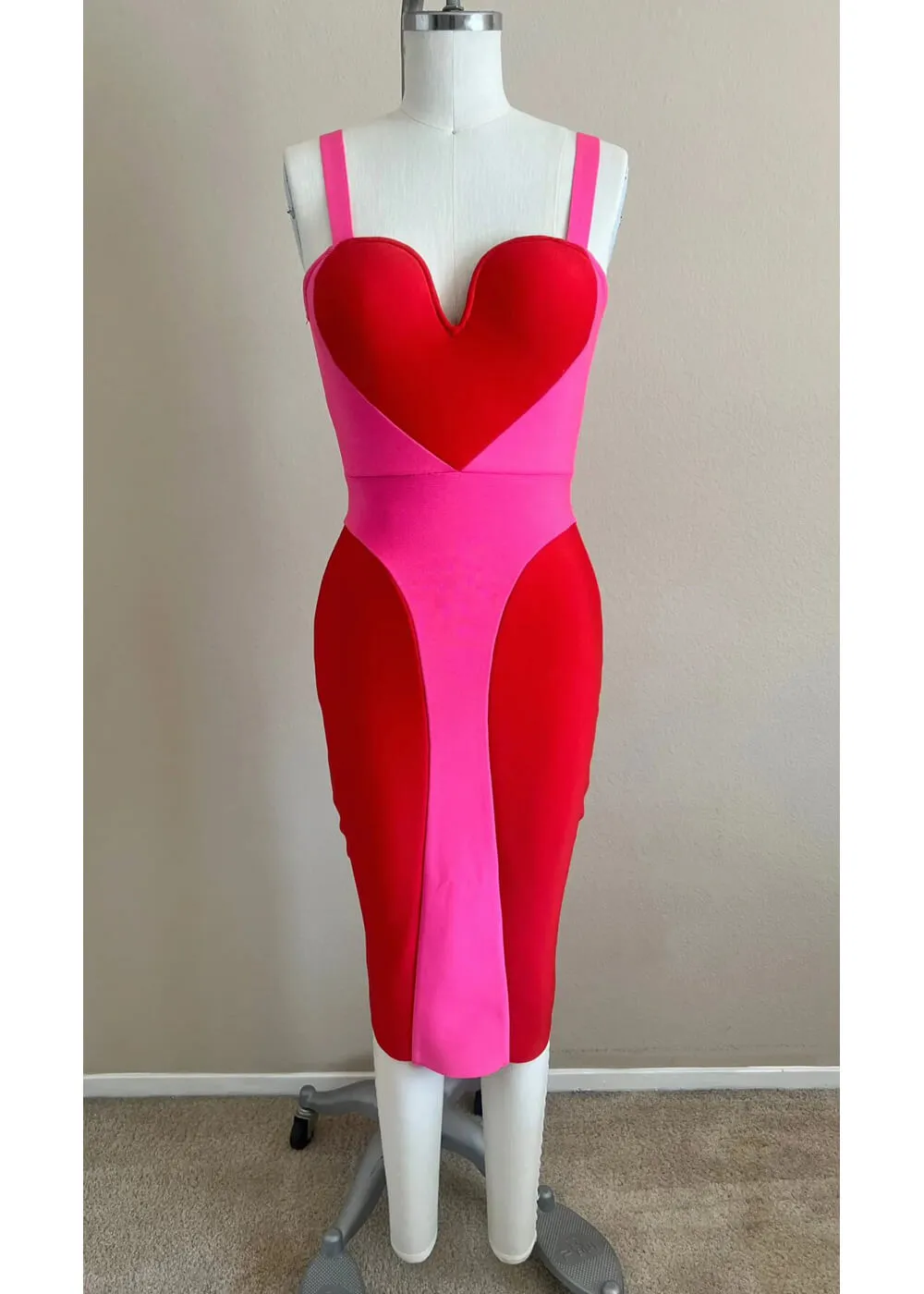 Rebel Love Clothing Love Me Tender Bandage 50's Pencil Dress Pink Red