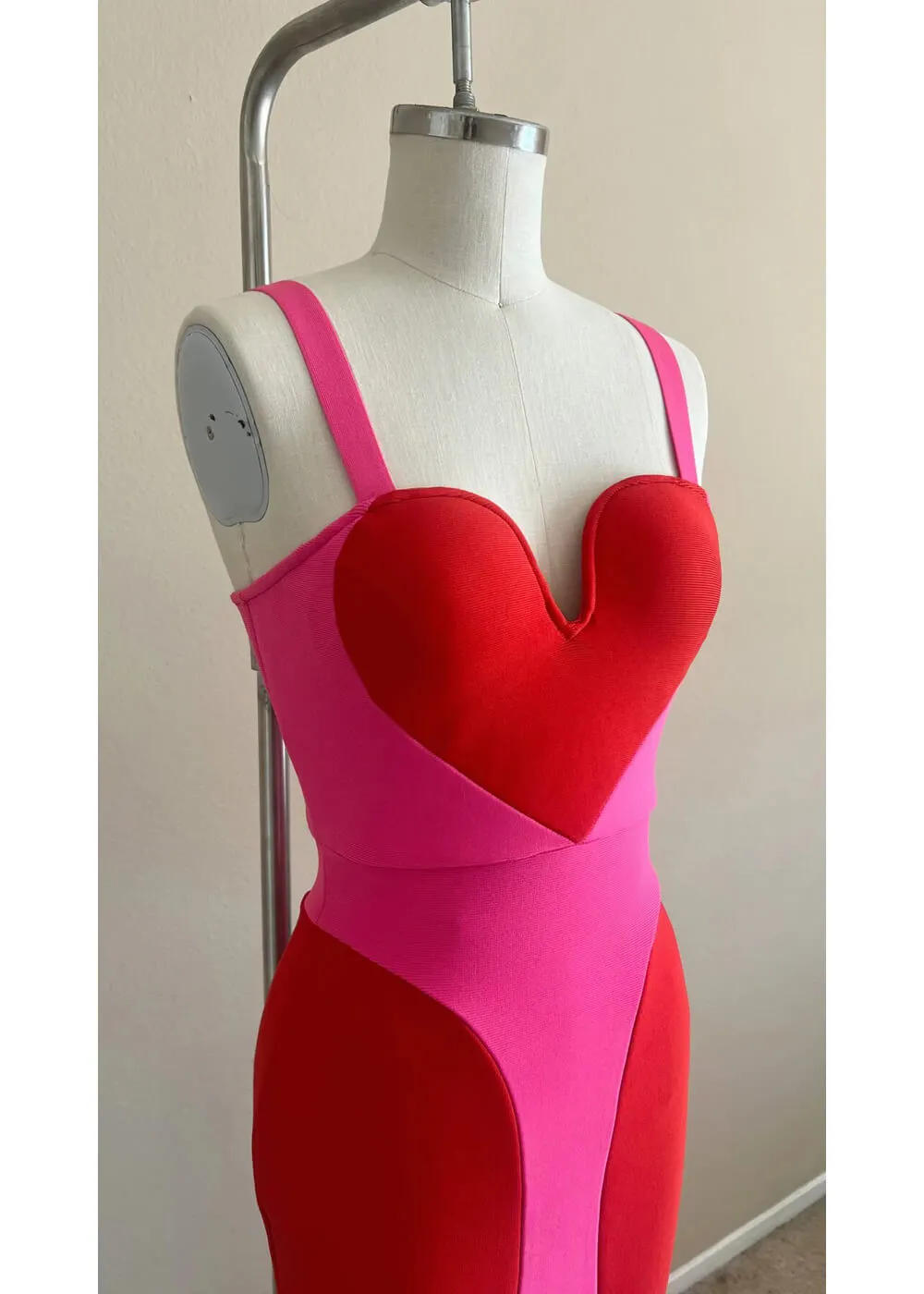 Rebel Love Clothing Love Me Tender Bandage 50's Pencil Dress Pink Red