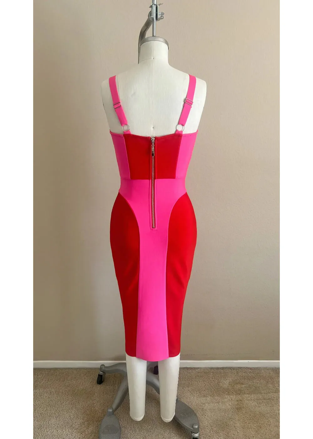 Rebel Love Clothing Love Me Tender Bandage 50's Pencil Dress Pink Red