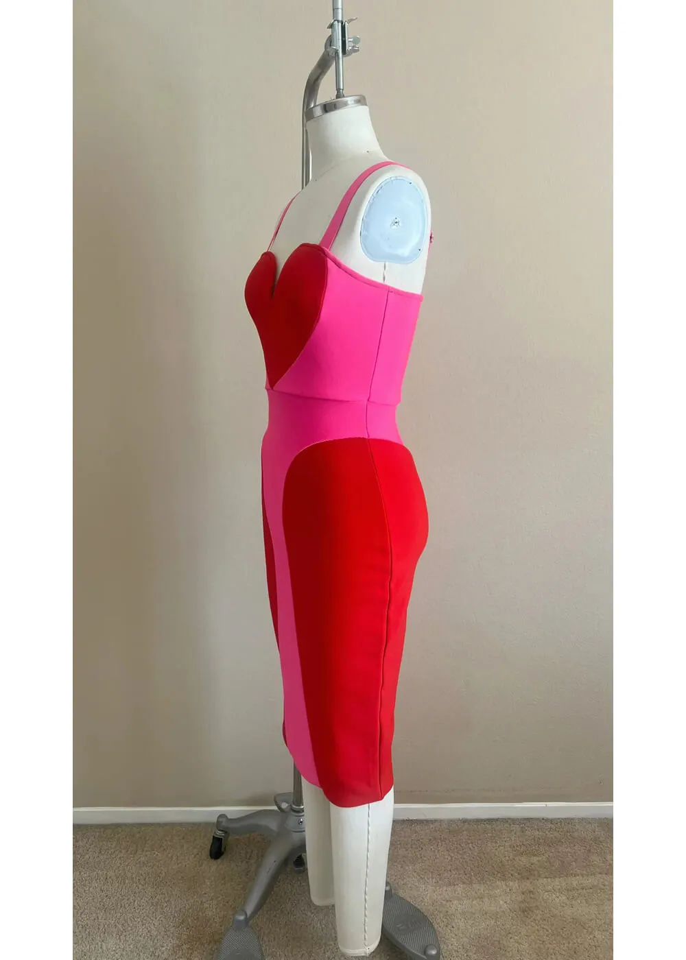 Rebel Love Clothing Love Me Tender Bandage 50's Pencil Dress Pink Red