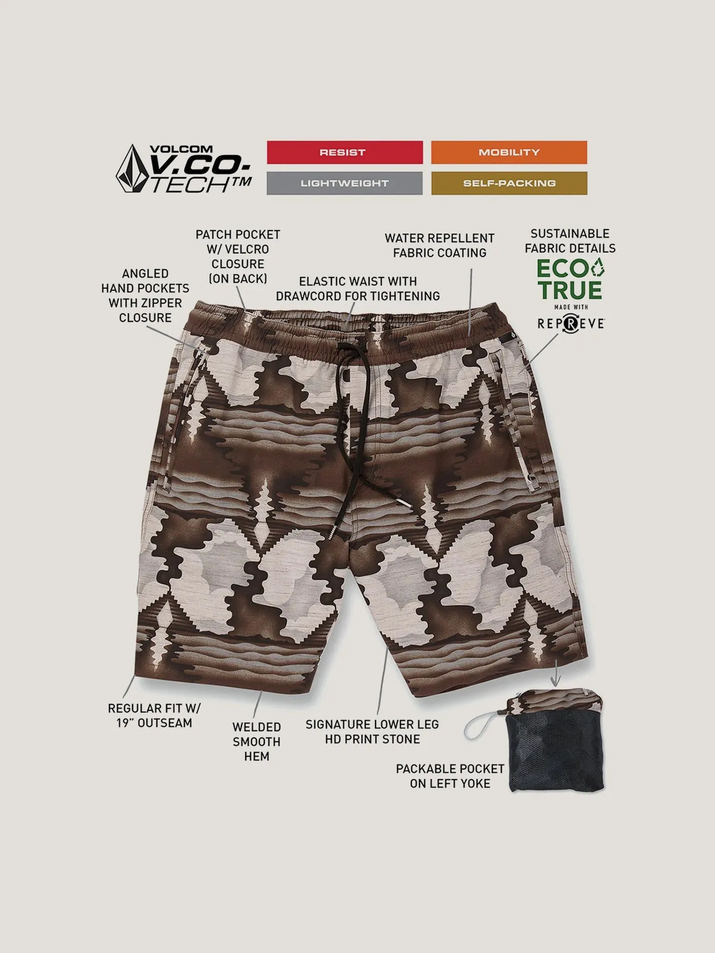 SHORT VOLCOM HOMBRE WRECPACK HYBRID 19