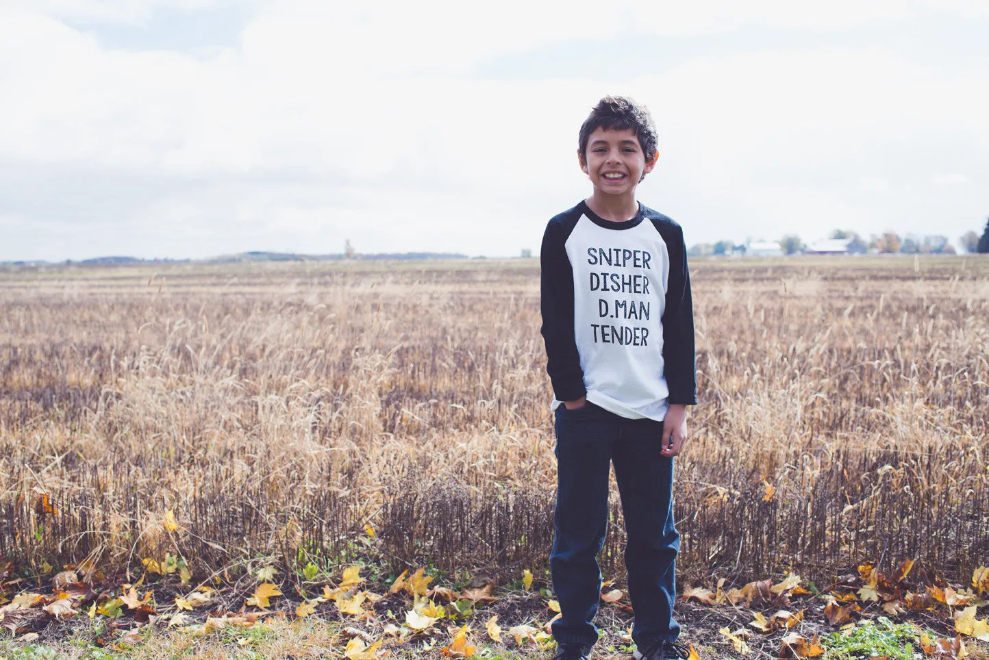 Sniper. Disher. D.Man. Tender Kid's Baseball Tee