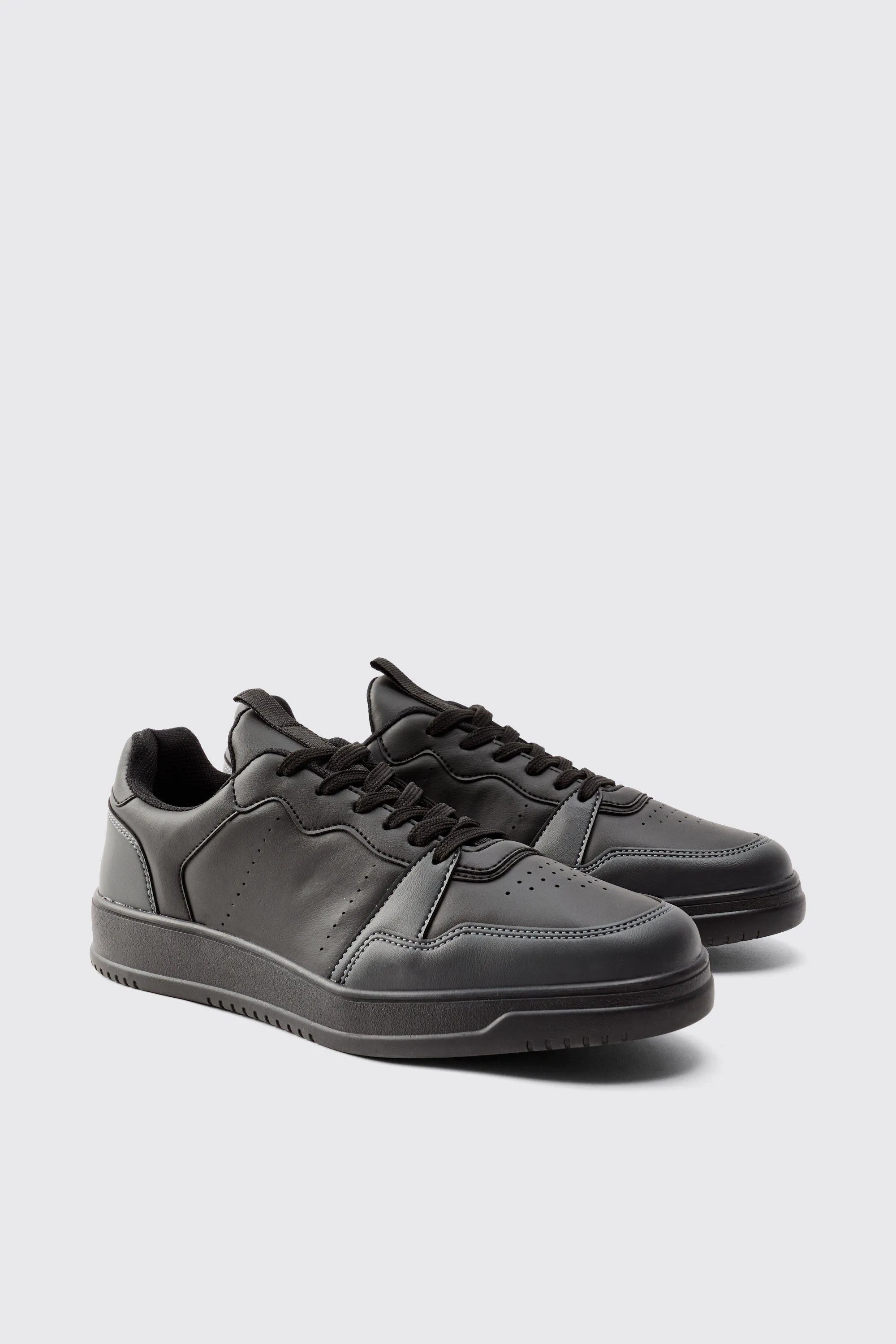 Suede Panel Chunky Trainers In Black