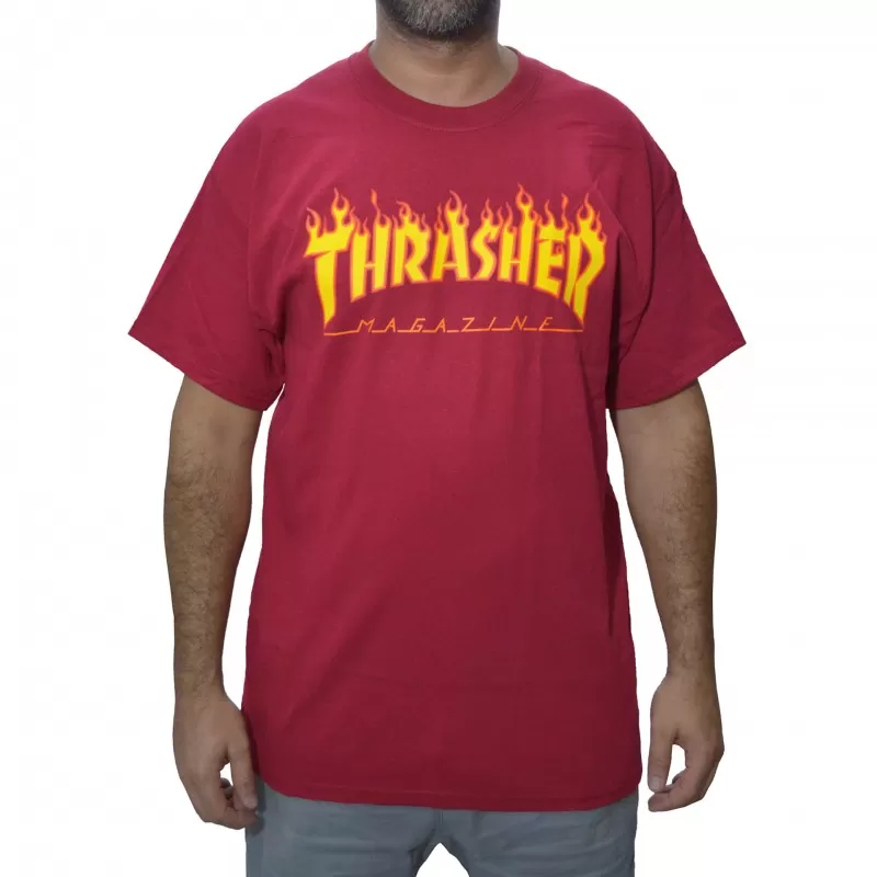 T-Shirt Thrasher Flame Logo - Cardinal