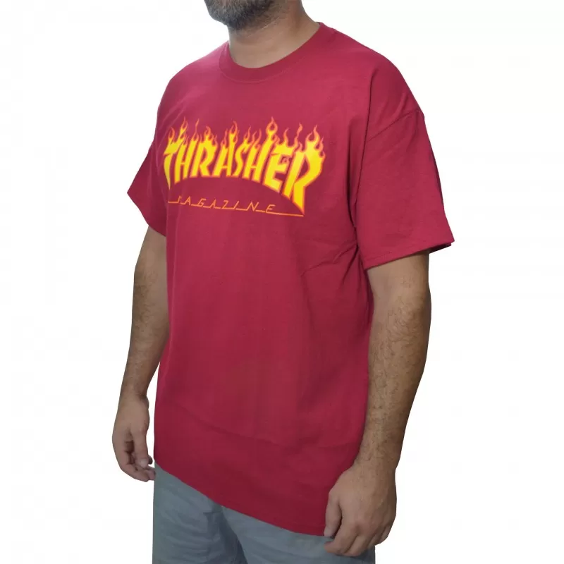 T-Shirt Thrasher Flame Logo - Cardinal