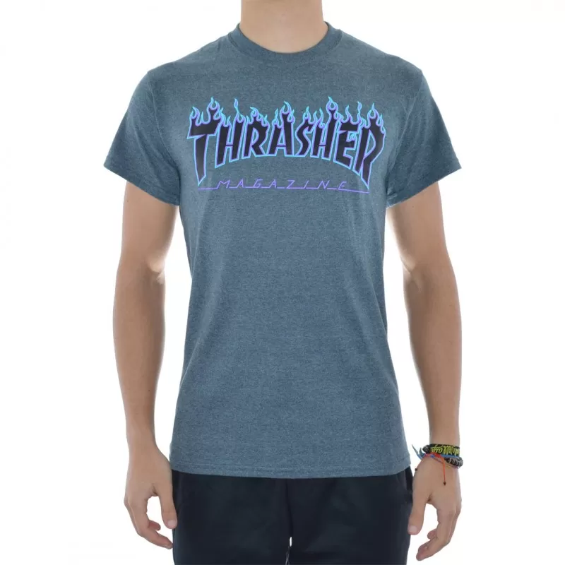 T-Shirt Thrasher Flame Logo - Dark Heather