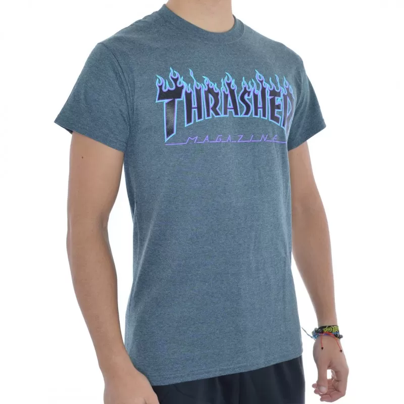 T-Shirt Thrasher Flame Logo - Dark Heather