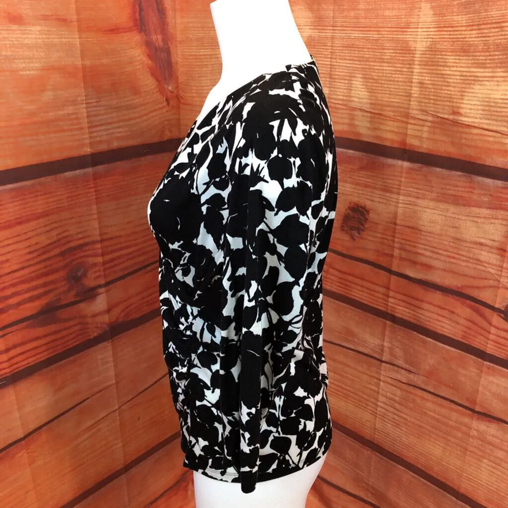 TALBOTS BLACK WHITE TOP SIZE MEDIUM PETITE TCA