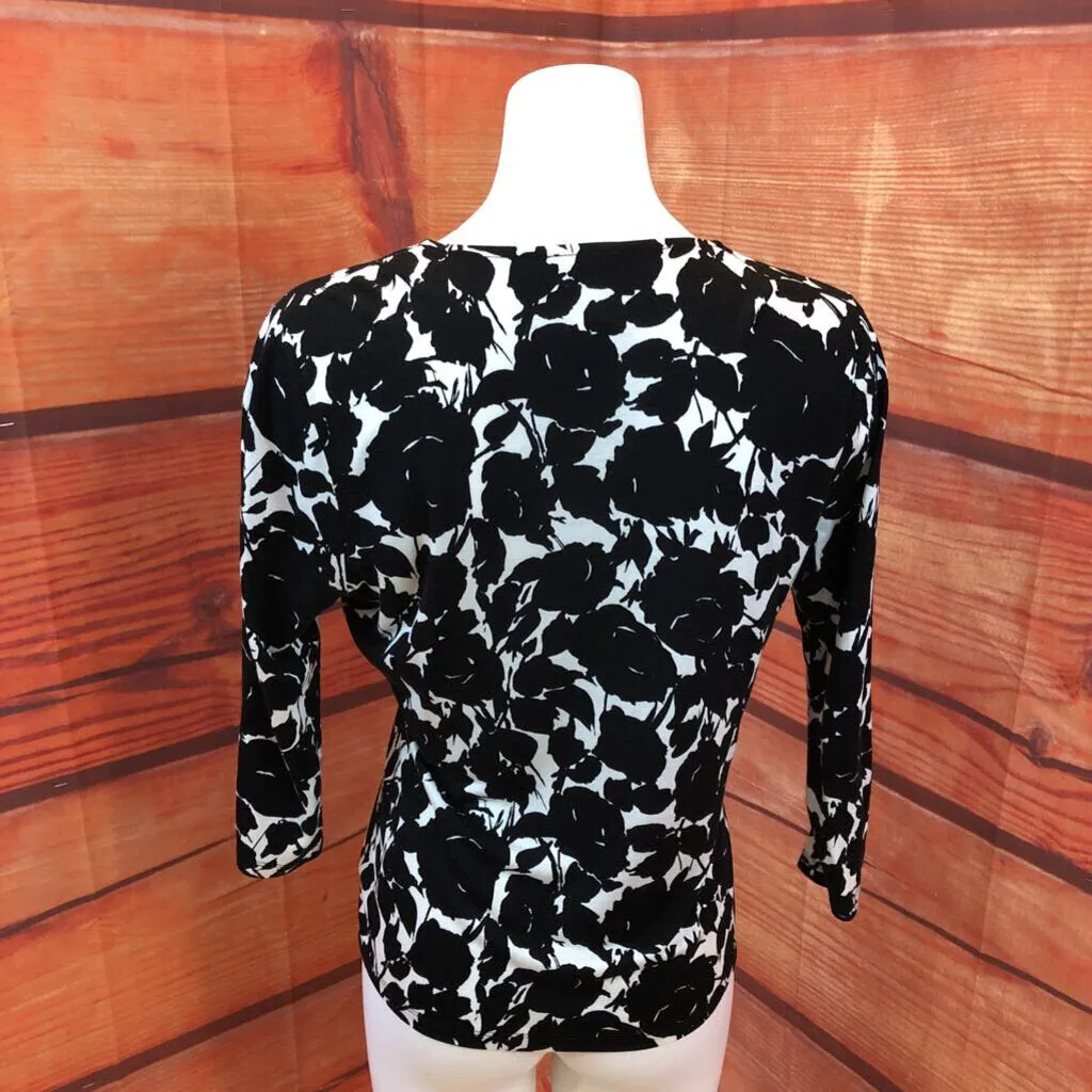 TALBOTS BLACK WHITE TOP SIZE MEDIUM PETITE TCA