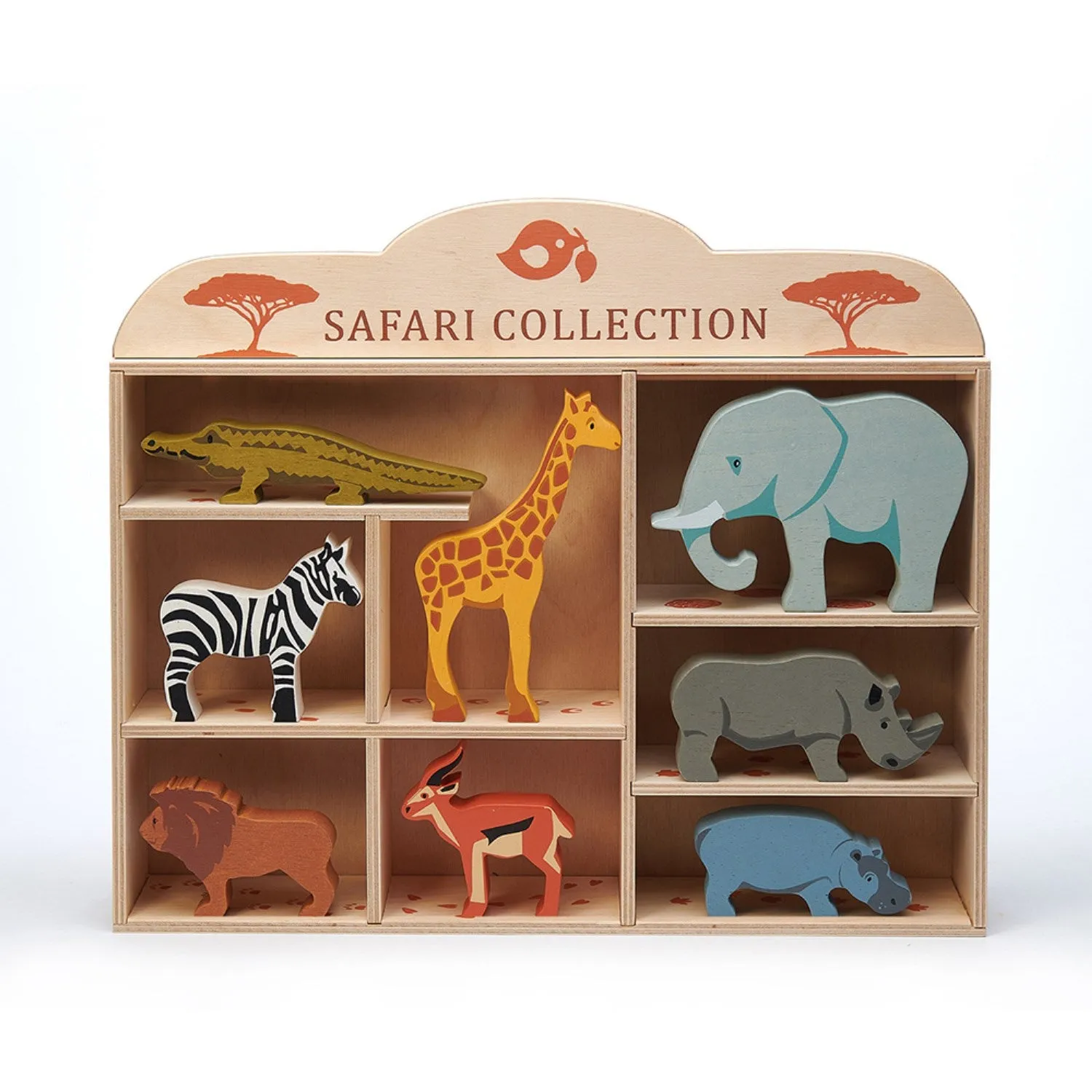 Tender Leaf Set Box With 8 Wooden Animals - Savannah