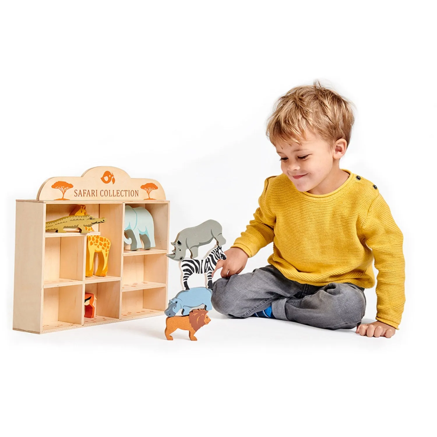 Tender Leaf Set Box With 8 Wooden Animals - Savannah