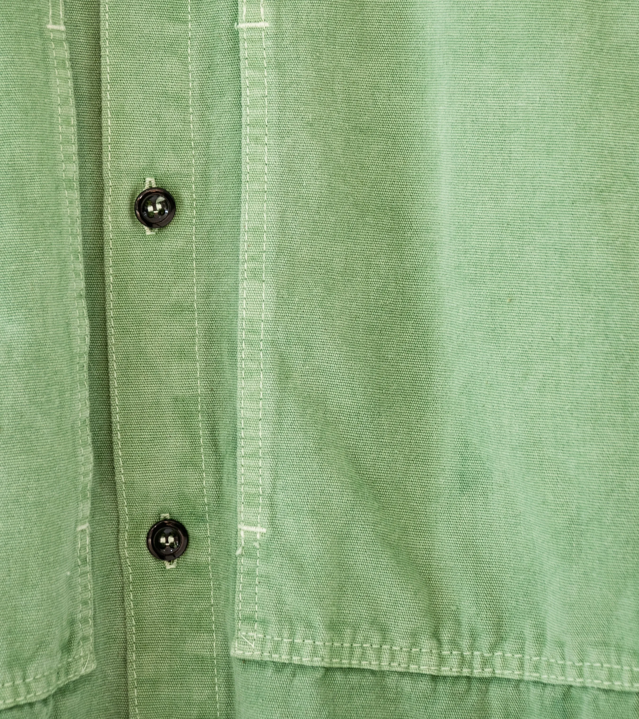 Tender 'Short Sleeve Square Tail Yoke Pocket Shirt' (Chlorophyll Cotton Casement)