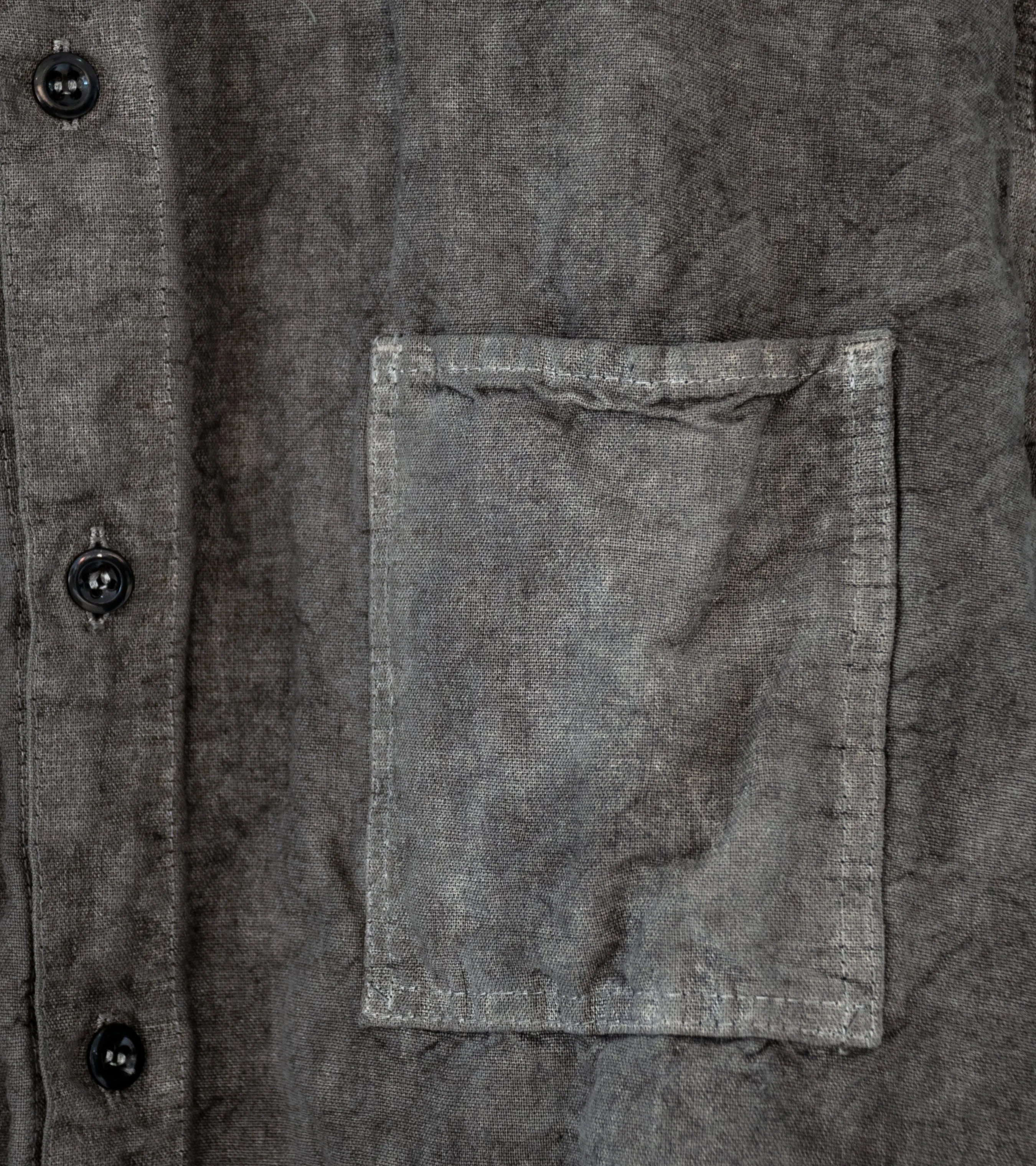 Tender 'Three Pocket Square Tail Shirt' (Mars Black Linen Cotton Covert)