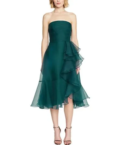 Theia Rachel Strapless Draped Dress