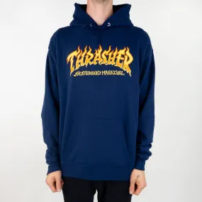 Thrasher Fire Logo Hoodie - Navy exclusive at Remix