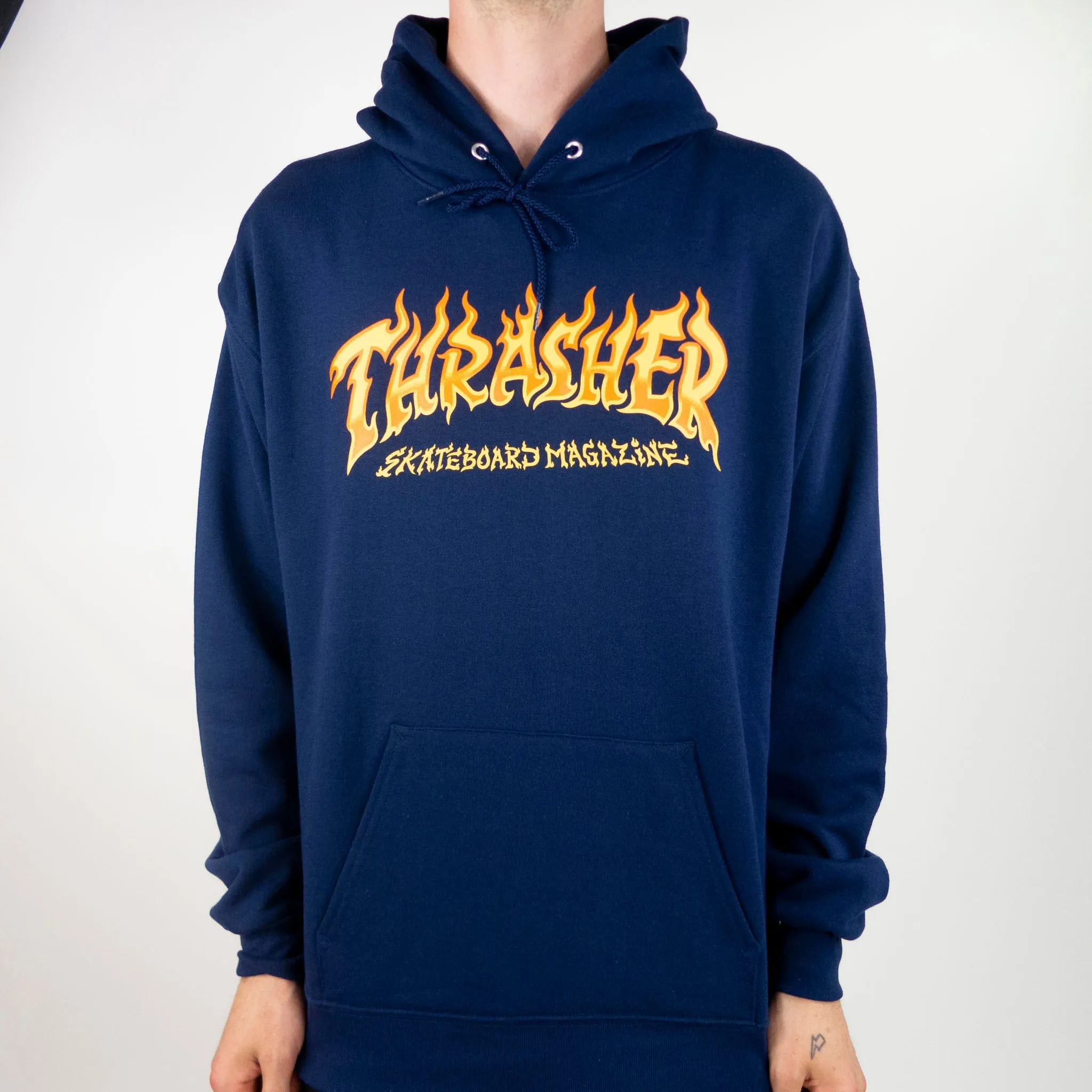 Thrasher Fire Logo Hoodie - Navy exclusive at Remix