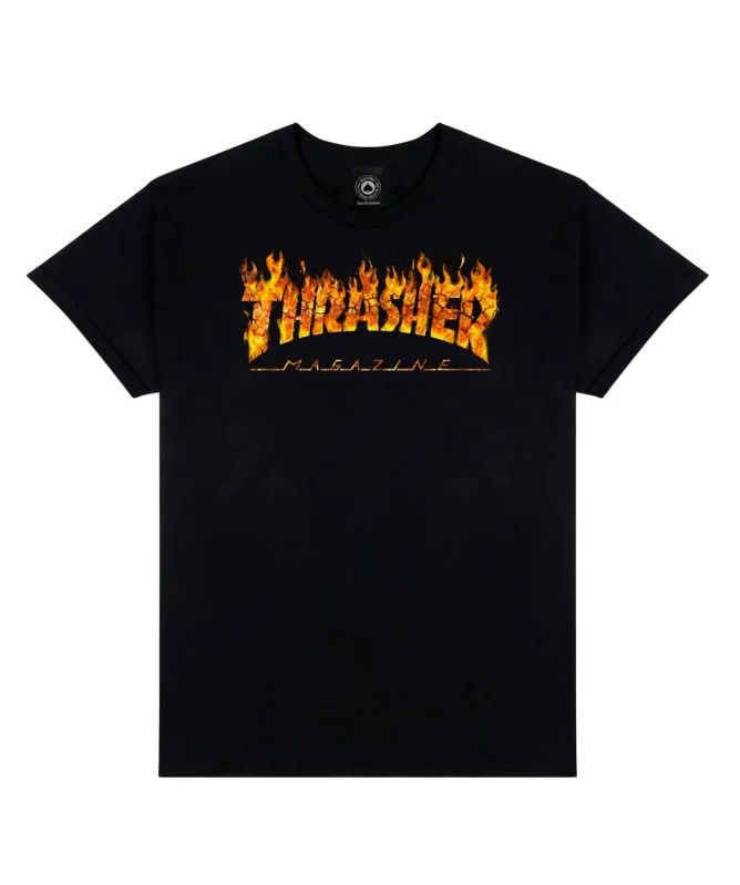 Thrasher Inferno Print T-Shirt | Black - 145380