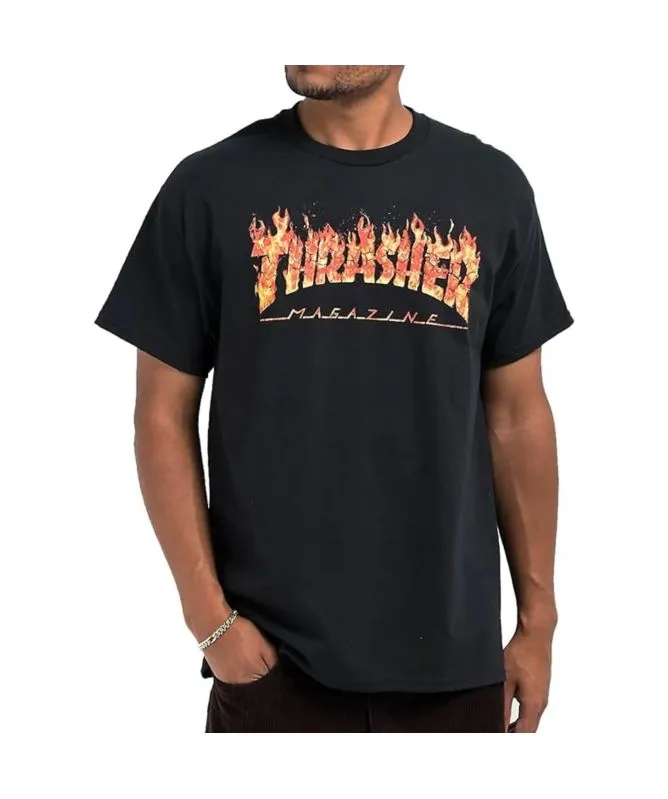 Thrasher Inferno Print T-Shirt | Black - 145380