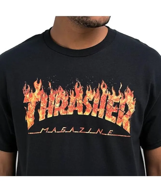 Thrasher Inferno Print T-Shirt | Black - 145380