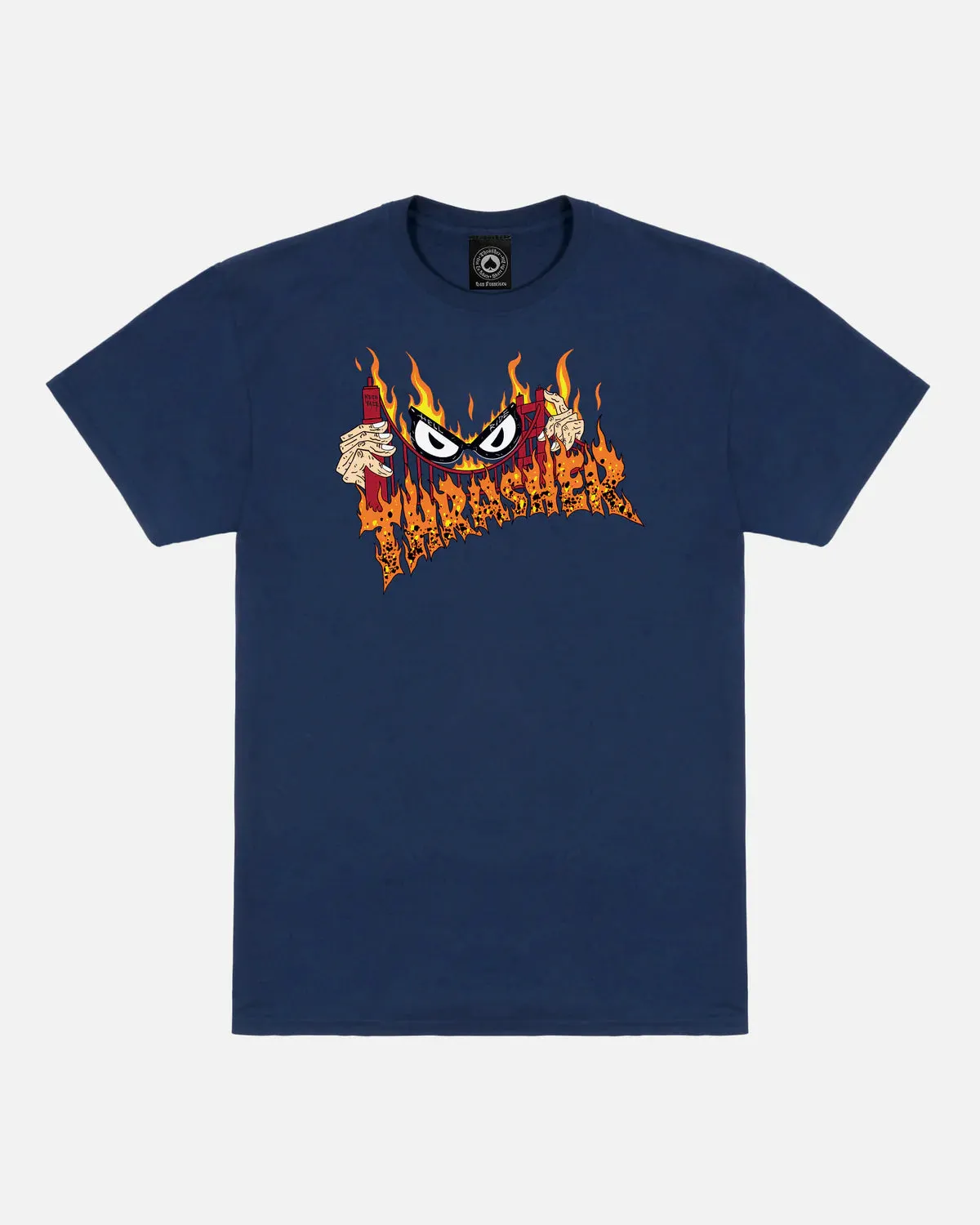 THRASHER SUCKA FREE BY NECKFACE T-SHIRT (NVY)