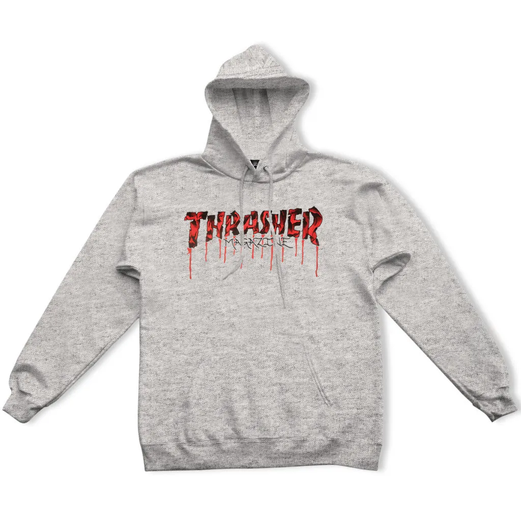 THRASHER SWEAT BLOOD DRIP HOOD ASH