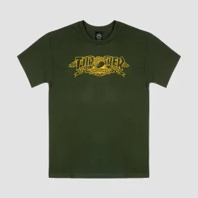 Thrasher X Antihero Mag Banner T-Shirt Forest Green