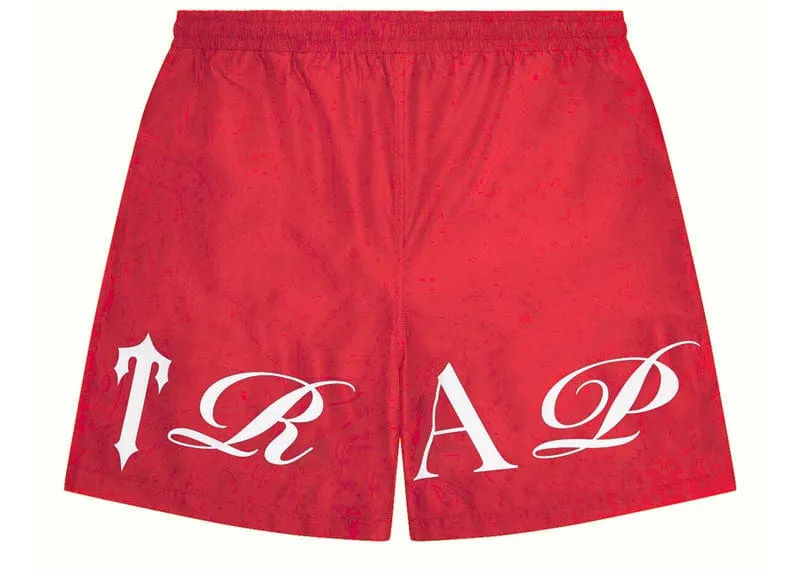 Trapstar Script Shell Shorts Red/White