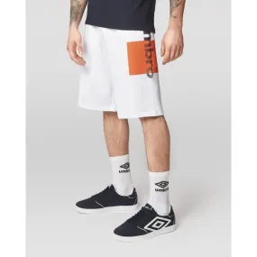 Umbro RAP268B Pantaloncini Uomo con Stampa Geometrica in Cotone Garzato Bianco