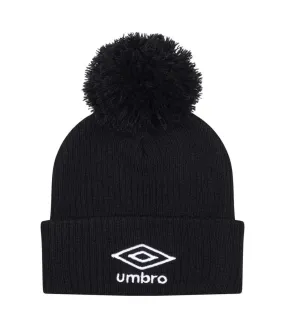 Unisex adult logo bobble beanie black Umbro