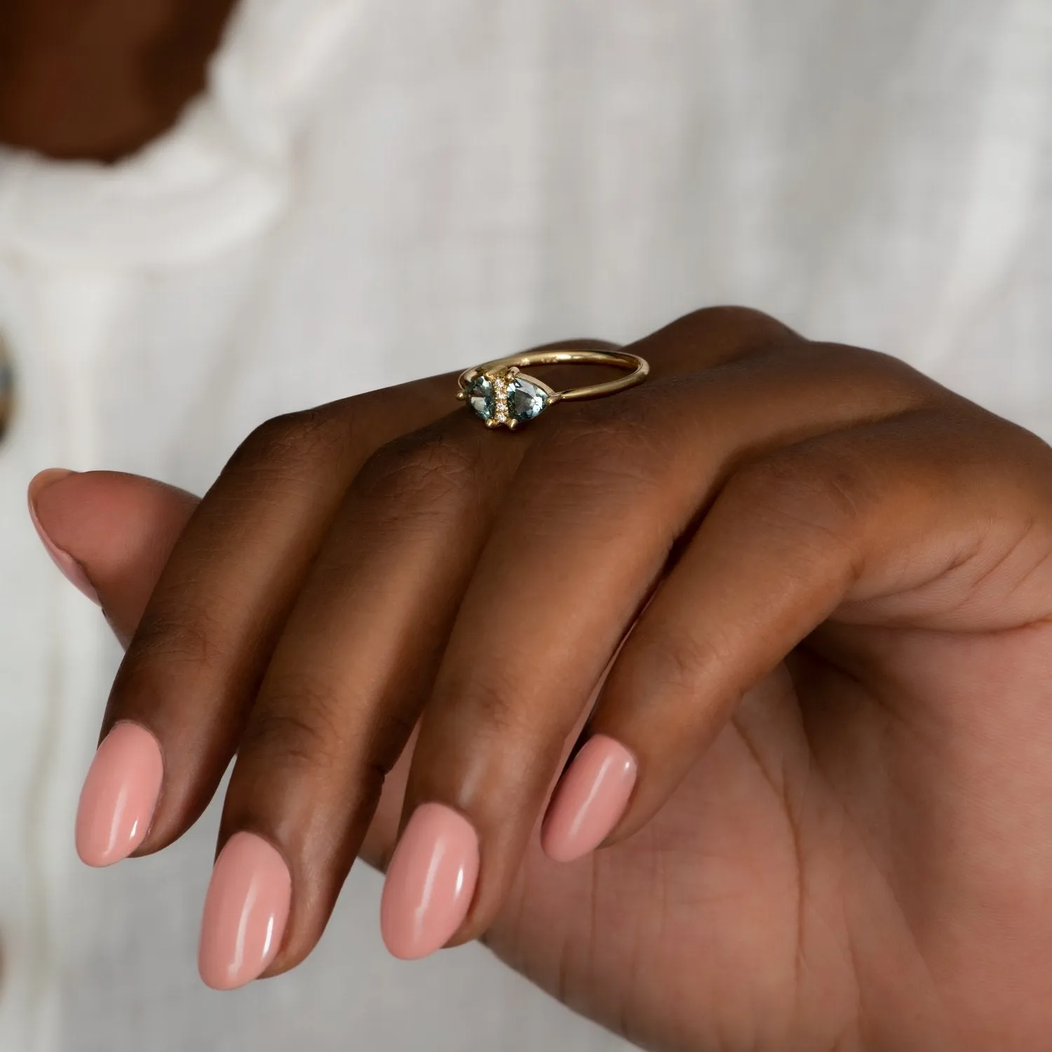 Vintage Style Engagement Ring with Trillions and Brilliant Diamonds