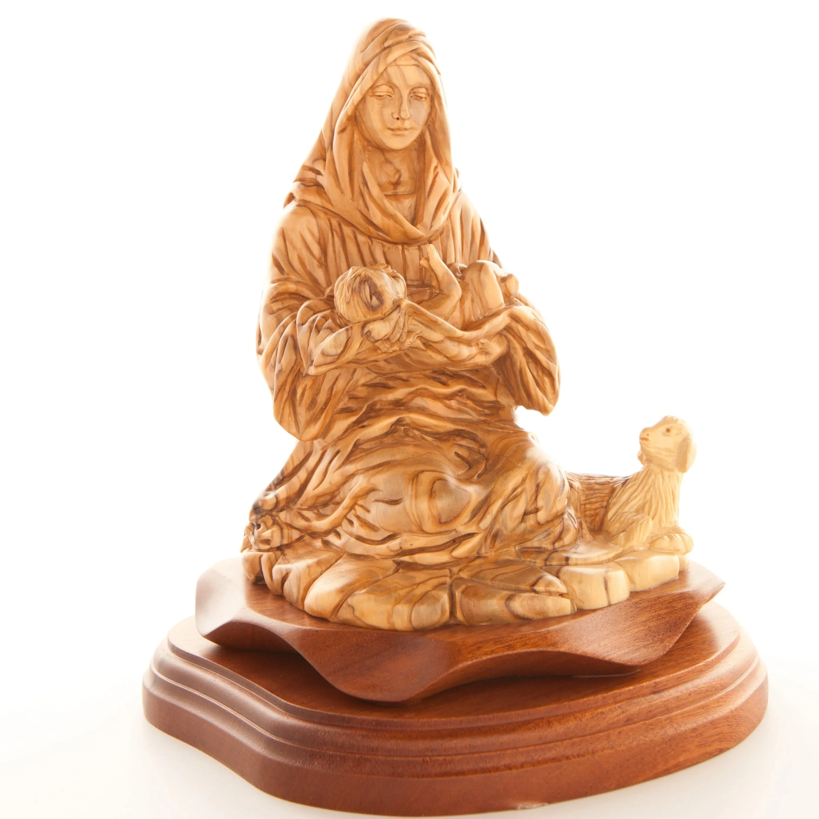 Virgin Mary with Sleeping Christ Child 8.1, Carved from the Holy Land Olive Wood