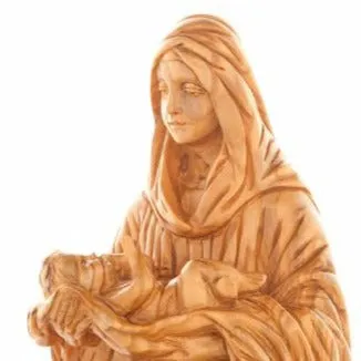 Virgin Mary with Sleeping Christ Child 8.1, Carved from the Holy Land Olive Wood