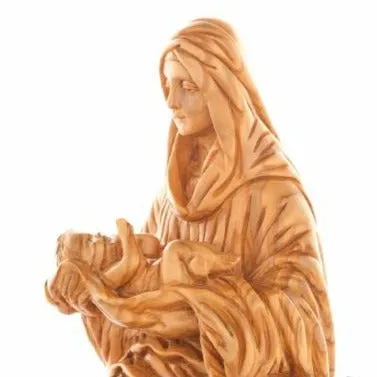 Virgin Mary with Sleeping Christ Child 8.1, Carved from the Holy Land Olive Wood