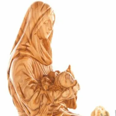 Virgin Mary with Sleeping Christ Child 8.1, Carved from the Holy Land Olive Wood