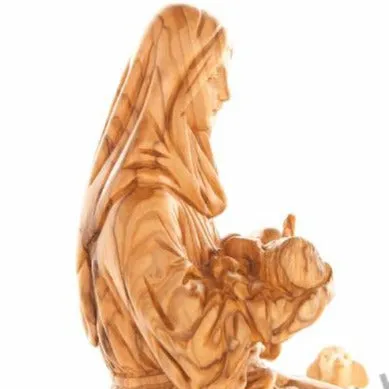 Virgin Mary with Sleeping Christ Child 8.1, Carved from the Holy Land Olive Wood