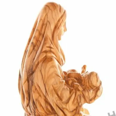 Virgin Mary with Sleeping Christ Child 8.1, Carved from the Holy Land Olive Wood