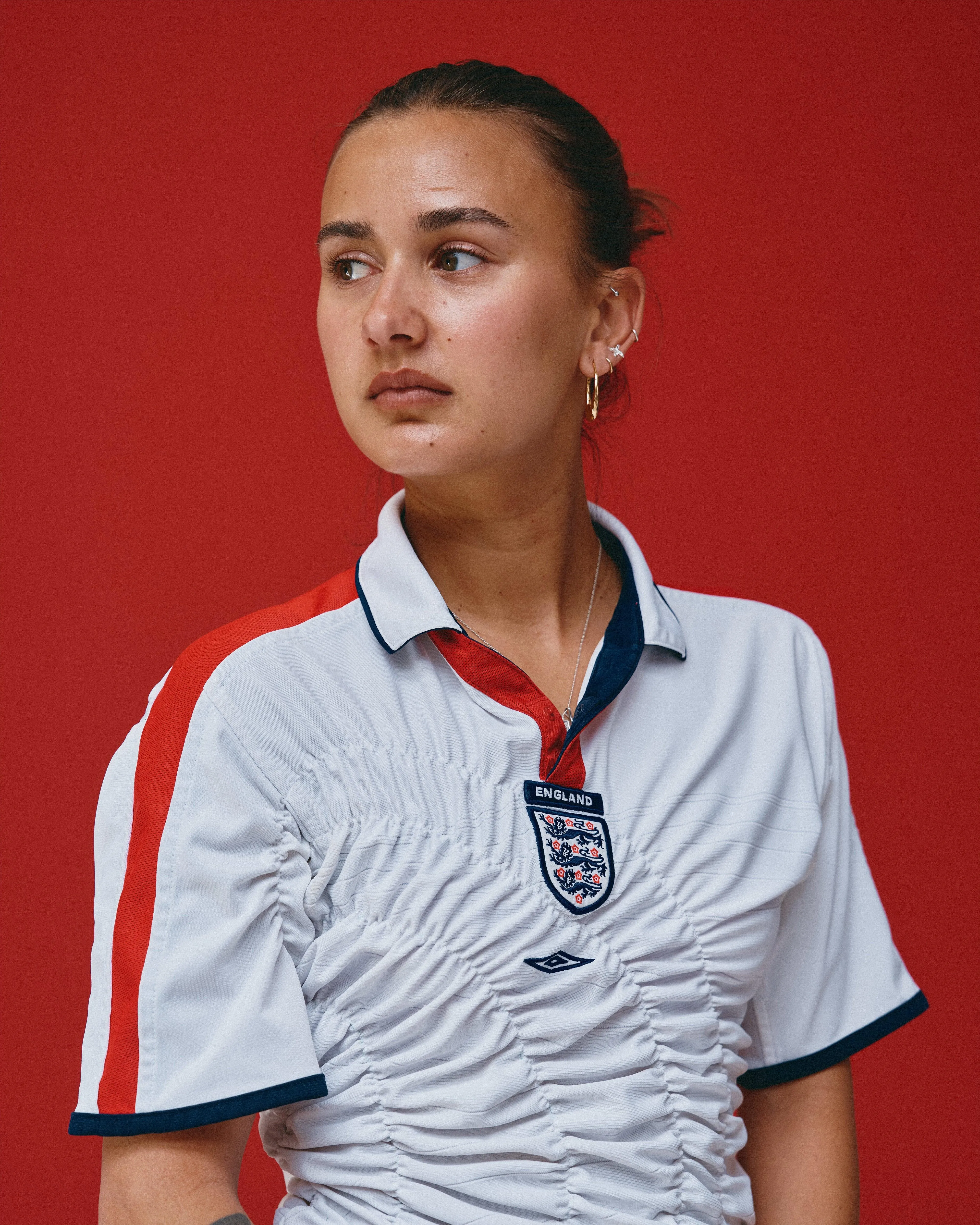 VT Rework : England x Umbro A Symmetrical Shirred Top