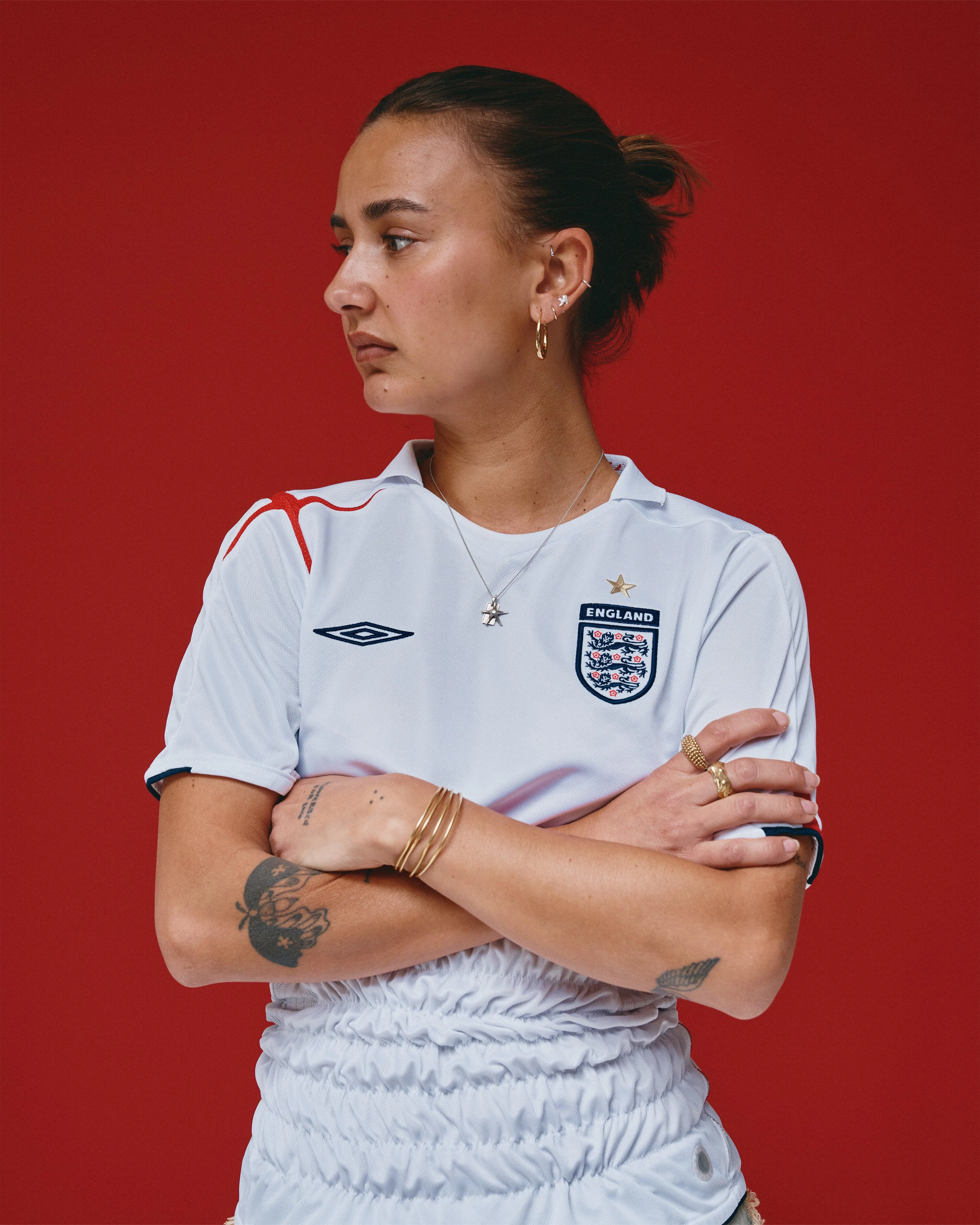 VT Rework : England x Umbro Half Shirred Top