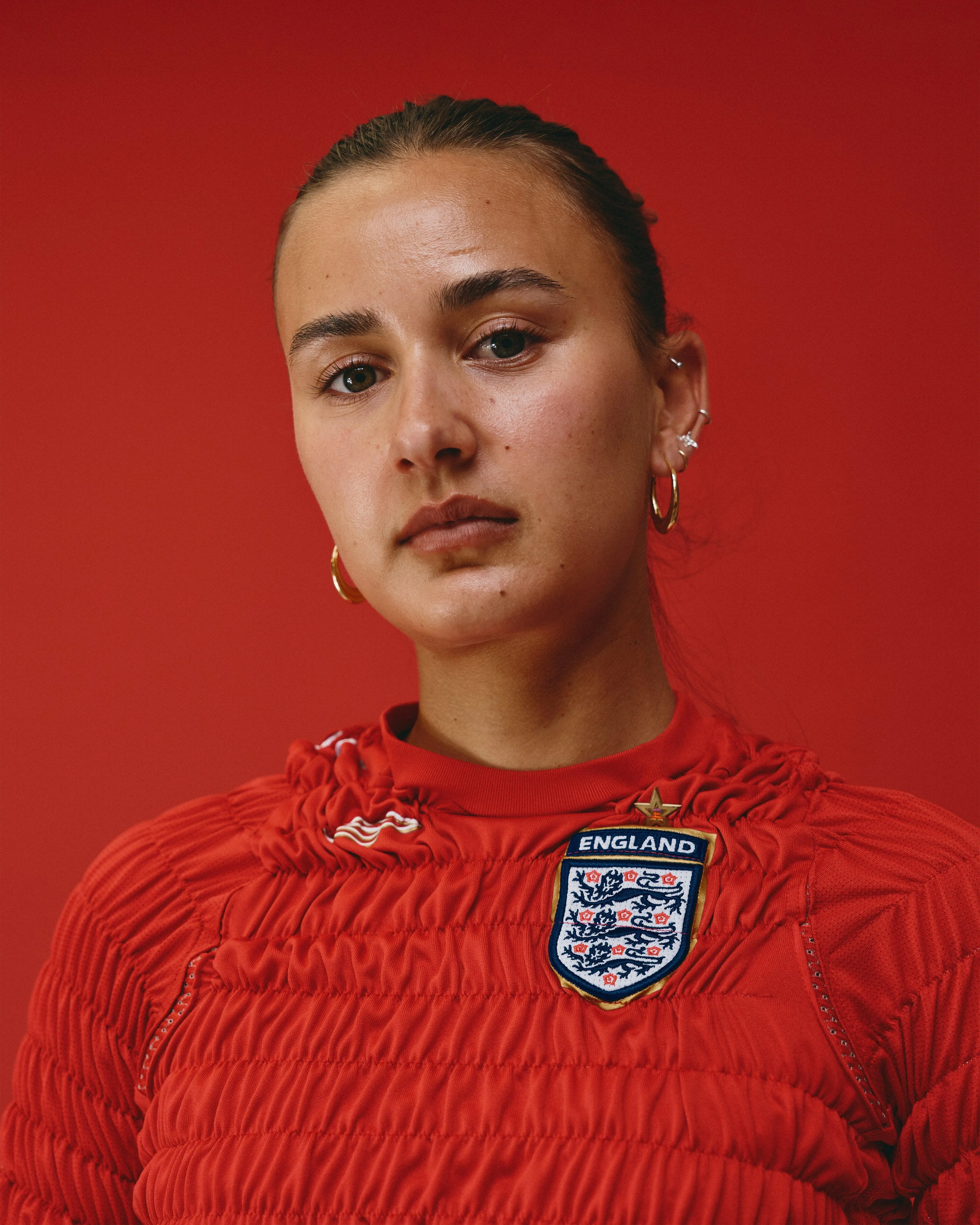 VT Rework : England x Umbro Red Shirred Top